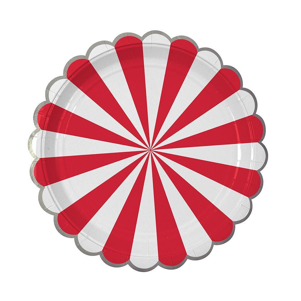 Meri Meri Red Fan Stripe Plates (large)