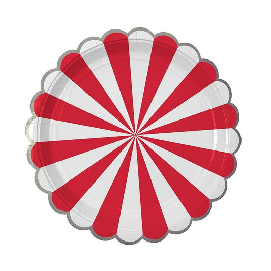 Meri Meri Red Fan Stripe Plates (large)