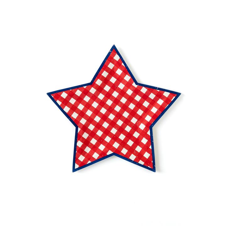 Blue and Red Gingham Star Plate