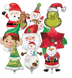 Christmas Pre-Inflated Minishape Stick Balloons