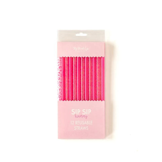 PINK CHEETAH REUSABLE STRAWS