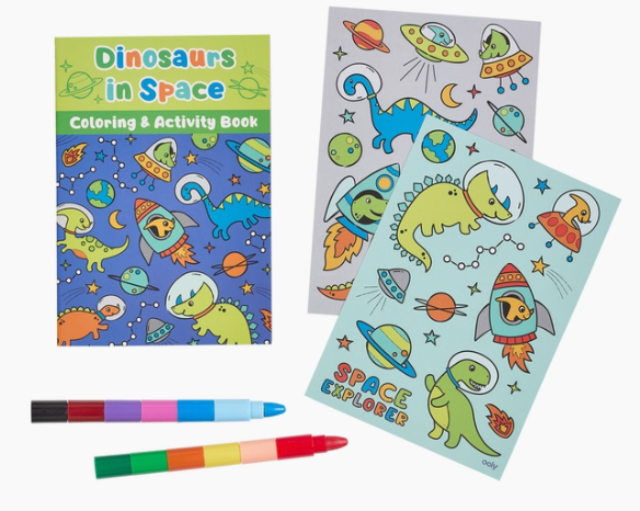 Mini Traveler Coloring + Activity Kit - Dinosaurs in Space