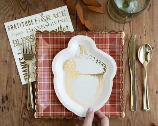 Harvest Plaid Scalloped Plates 8ct