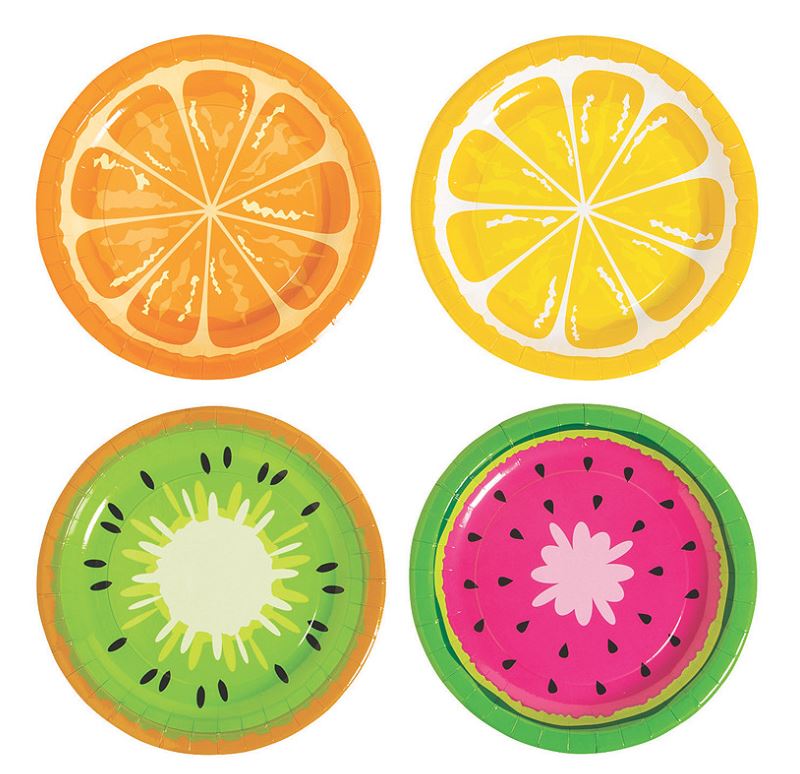Tropical Fruit Paper Dessert Plates- 8 Ct.