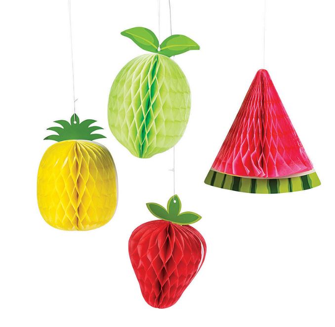 10" Fruit Honeycomb Ceiling Decorations - 4 Pc.