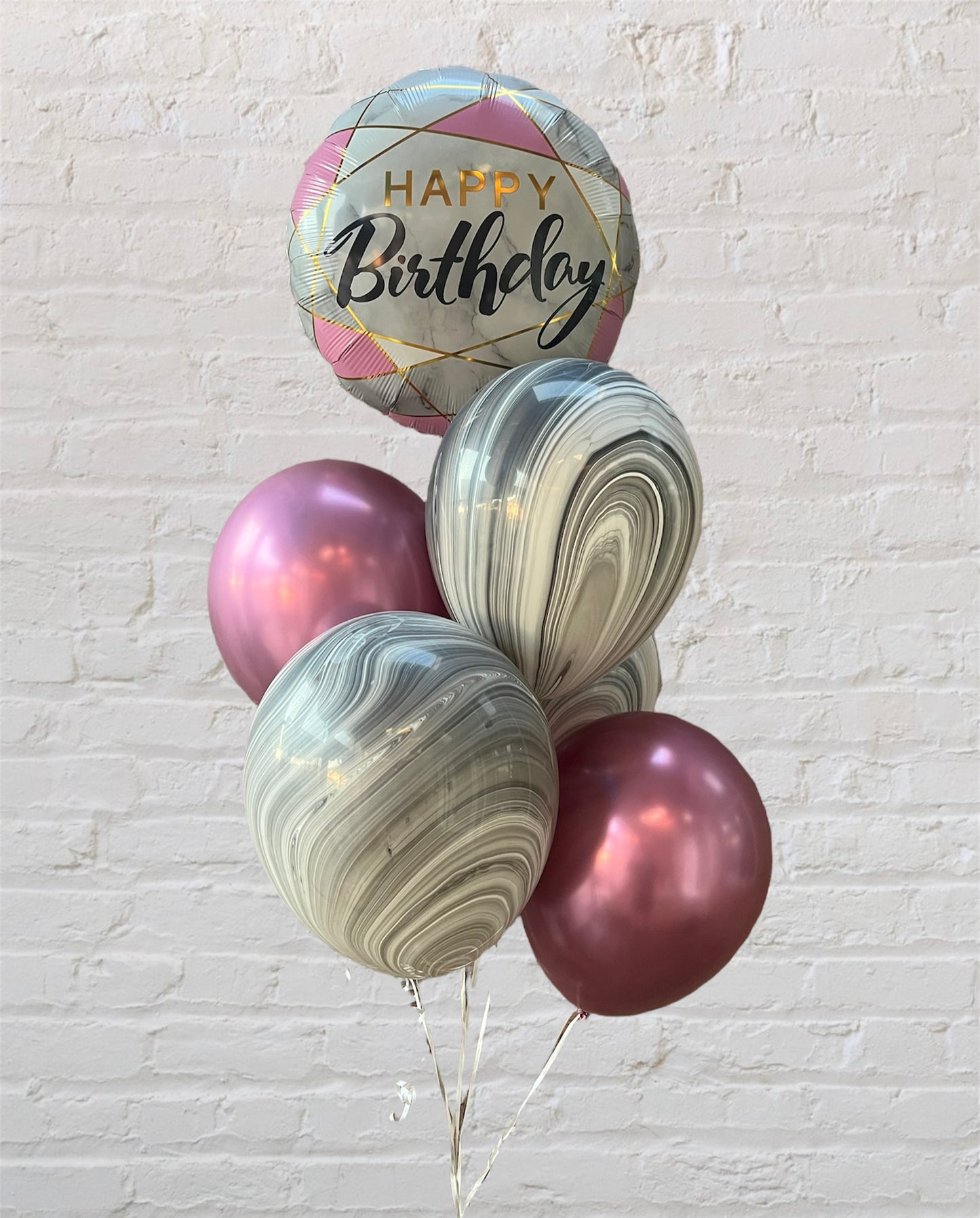 Marble Happy Birthday Balloon Bouquet