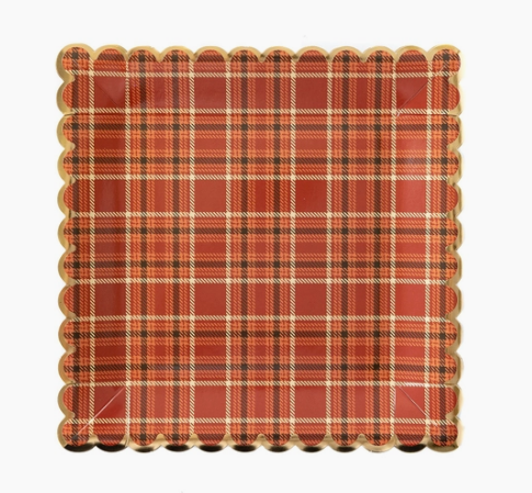 Harvest Plaid Scalloped Plates 8ct