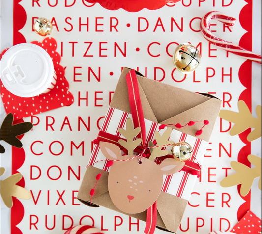 Dear Rudolph Reindeer Names Paper Table Runner