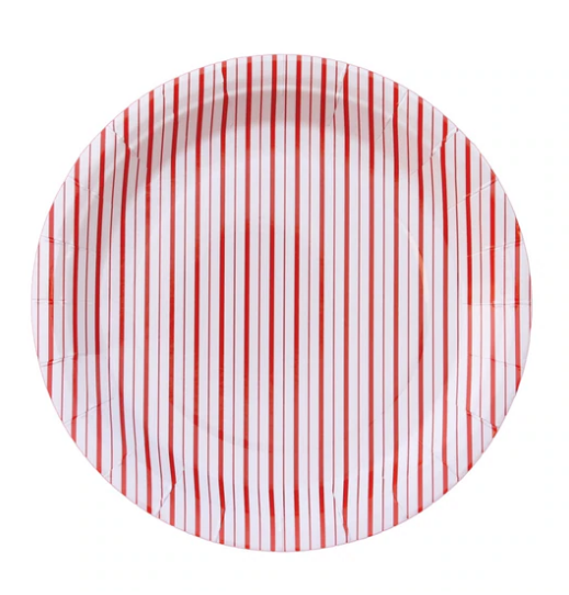 Red Fine Stripes Plates