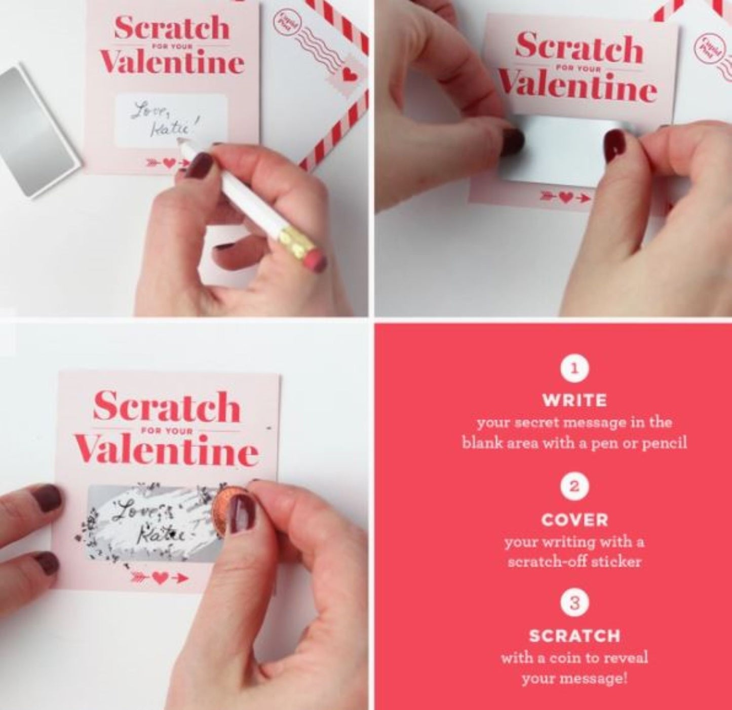 Box of 18 - Scratch-off Valentines Pink