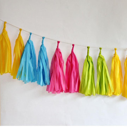 Tissue Paper Tassel Garland Kit - Neon