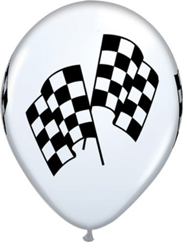 Racing Flag White Latex Balloons