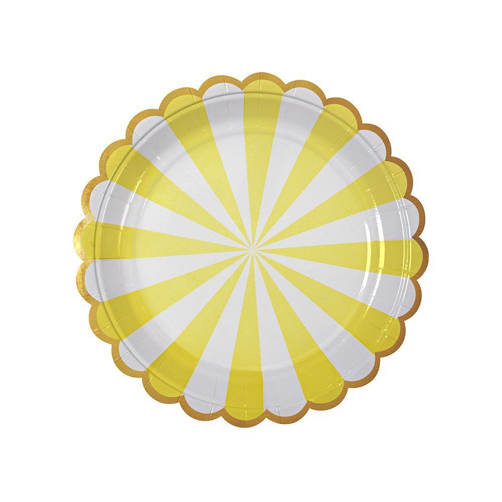 Meri Meri Yellow Fan Stripe Plates (small)