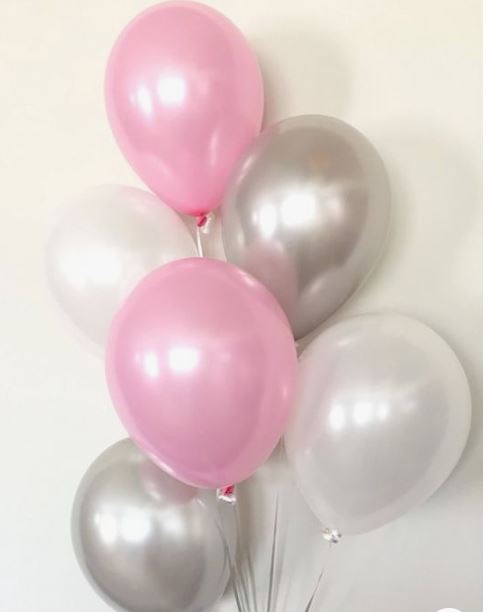 Pink, Gray & White Balloon Bouquet