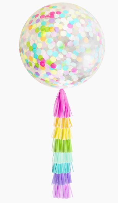 Jumbo Rainbow Confetti Balloon with Tassel