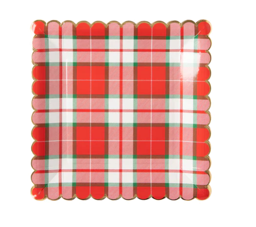 Red and Green Plaid Square Plates
