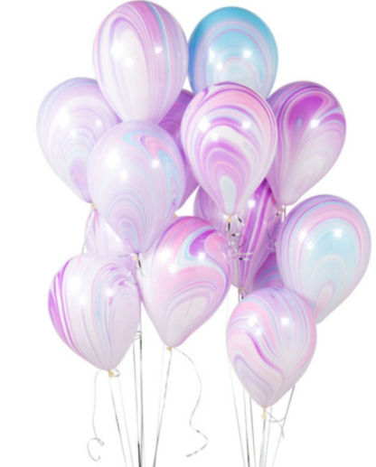 Purple, Blue and Pink Marble Balloon Bouquet