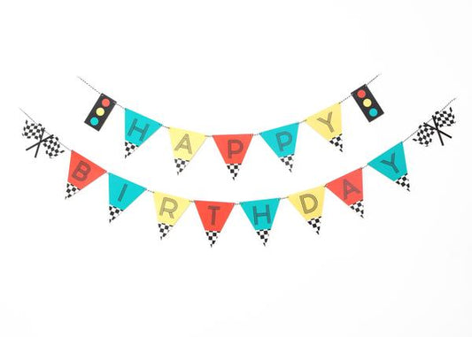 Vintage Race Car Party - Happy Birthday Banner