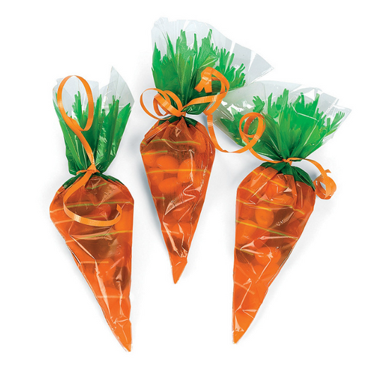 Carrot-Shaped Cellophane Goodie Bags