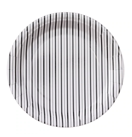 Black and White Fine Stripe Plates