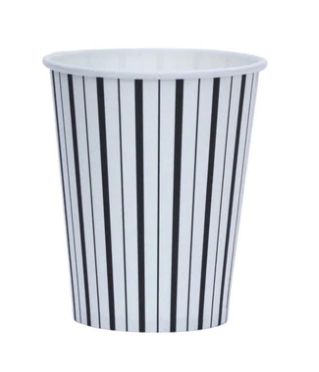 Black and White Fine Stripes Cups