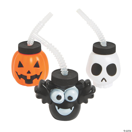 Halloween Character Cups with Straws