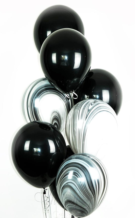 Black and Marble Balloon Bouquet