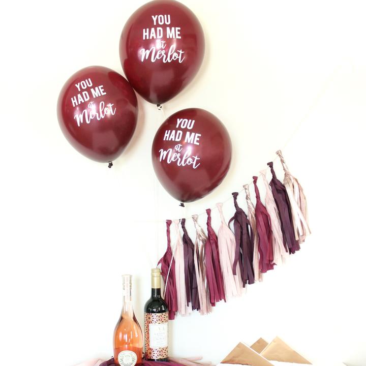 You Had Me at Merlot - Hand Lettered Balloons