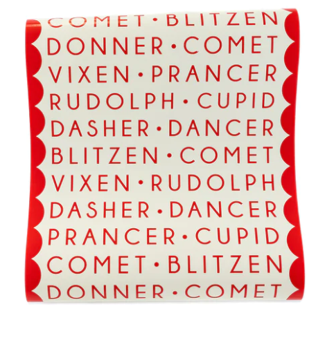 Dear Rudolph Reindeer Names Paper Table Runner