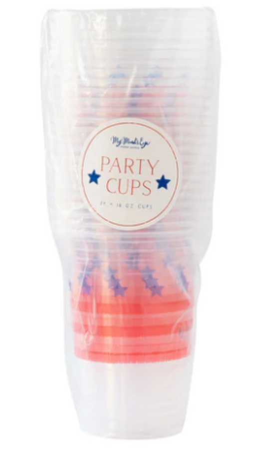 Red Stripes Plastic Cups