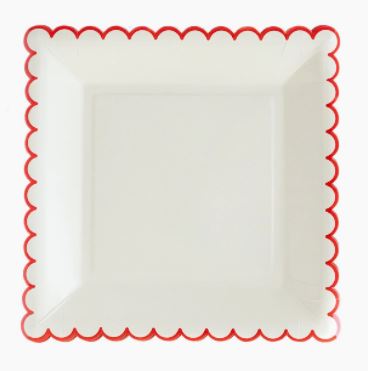 White and Red Scallop Plates